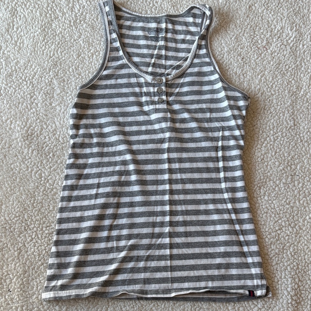 Tommy Hilfiger white and grey striped tank top